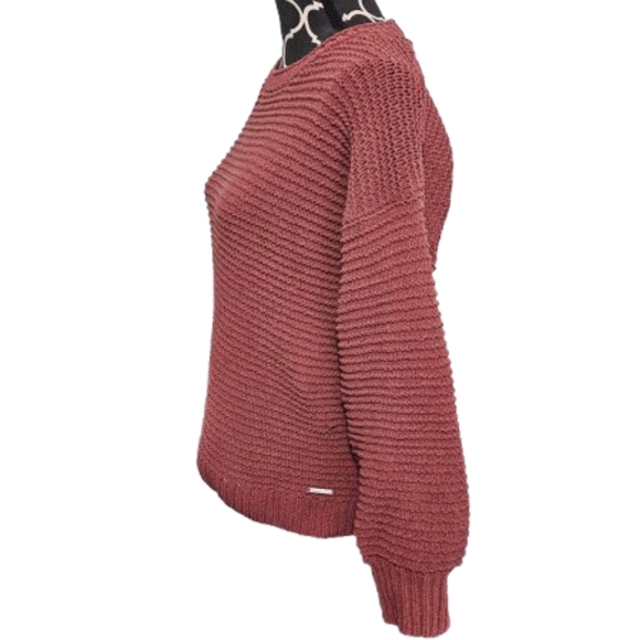 Abercrombie & Fitch Dusty Rose Chunky Knit Chenille Crew Neck Sweater - Picture 3 of 7